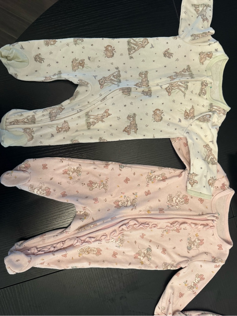 Disney Baby 2-Pack Footed One-Pieces in Pink & Cream with Character Prints